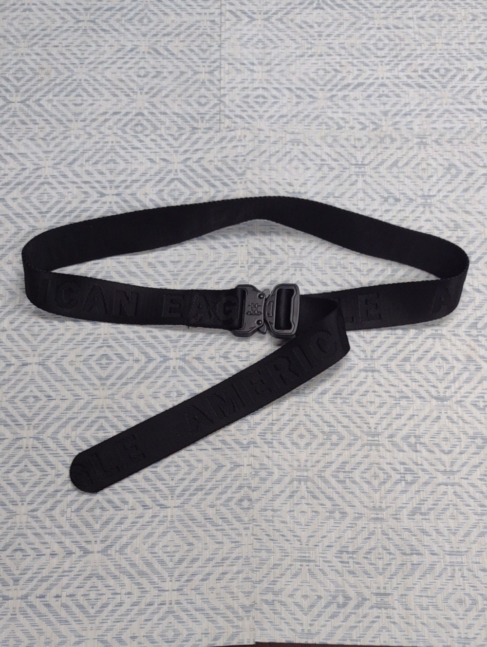 American Eagle Outfitters Black Webbing Belt with Logo Detail